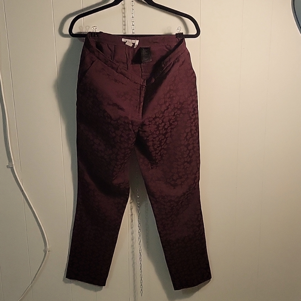 Burgundy Patterned Pants